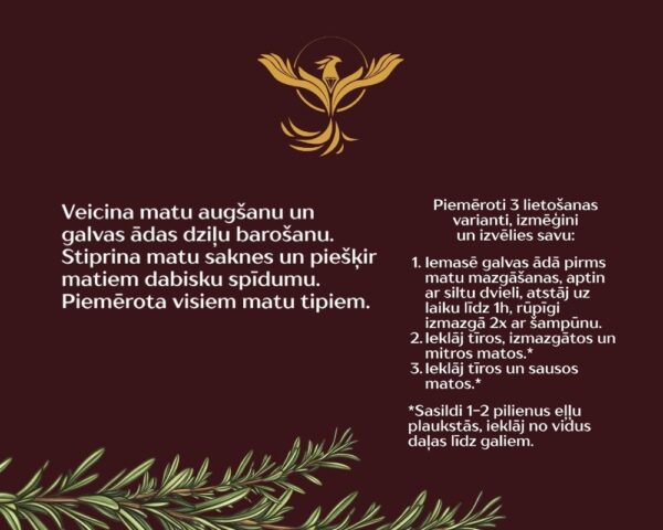 matu augšanas eļļa ar ROZMARĪNU un rīcineļļu