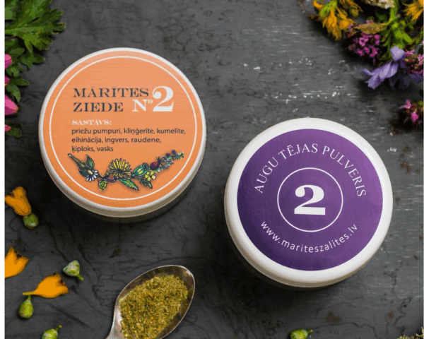 KOMPLEKTS imunitātes stiprināšanai: ZIEDE NR.2 + ATTĪROŠAIS TĒJAS PULVERIS