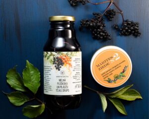 KOMPLEKTS imunitātes stiprināšanai: ZIEDE NR.2 + MELNĀ PLŪŠKOKA-PĪLĀDŽU TĒJAS SĪRUPS